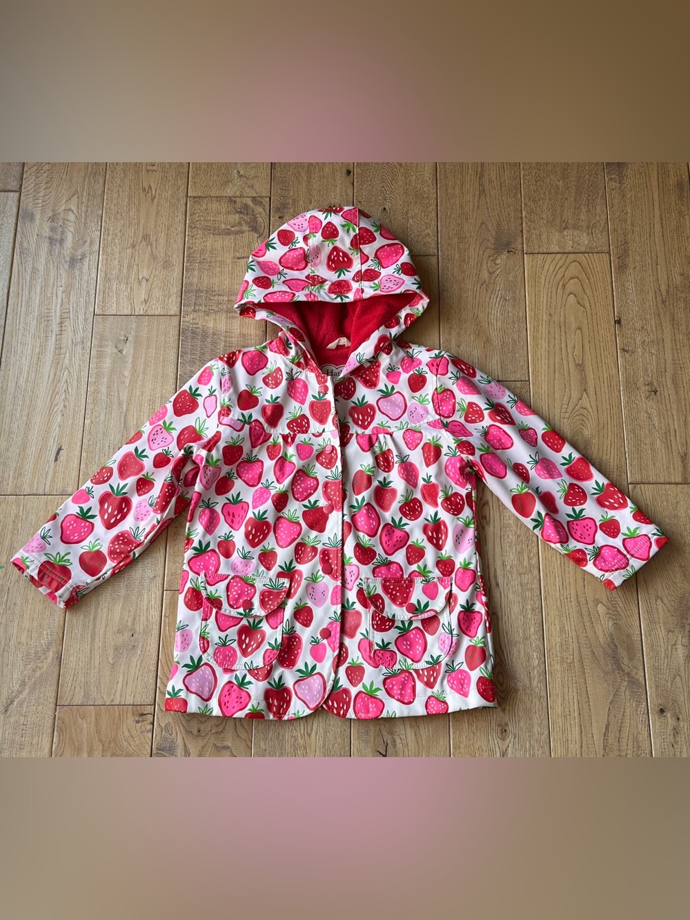 Hatley Strawberries Raincoat size 5